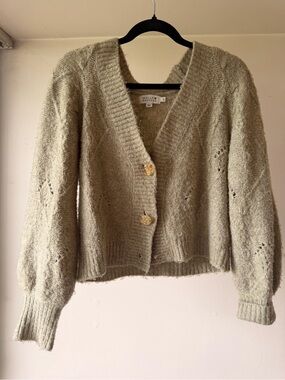 Molly Bracken Olive Green V-Neck Button Cardigan